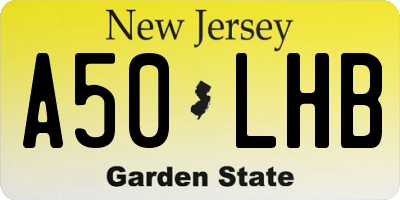 NJ license plate A50LHB