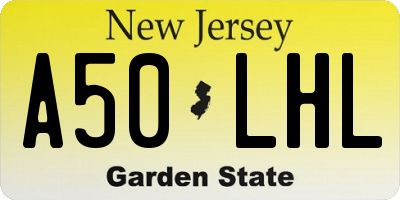 NJ license plate A50LHL