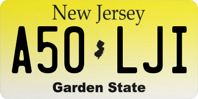 NJ license plate A50LJI