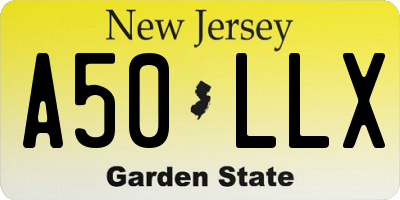 NJ license plate A50LLX