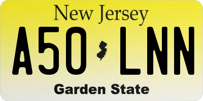 NJ license plate A50LNN