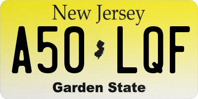 NJ license plate A50LQF