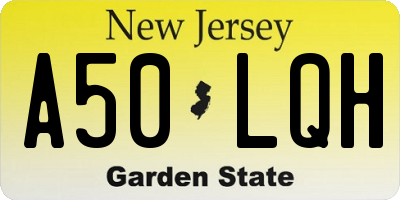 NJ license plate A50LQH