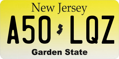 NJ license plate A50LQZ