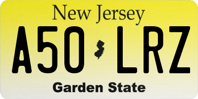 NJ license plate A50LRZ