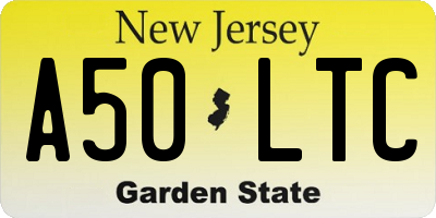 NJ license plate A50LTC