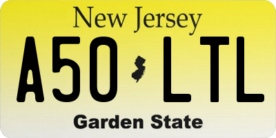 NJ license plate A50LTL