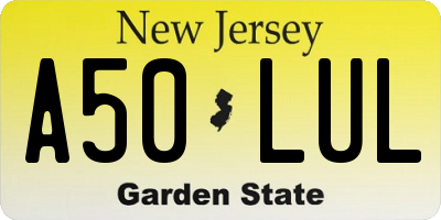 NJ license plate A50LUL
