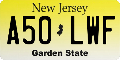NJ license plate A50LWF