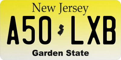 NJ license plate A50LXB