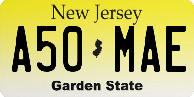 NJ license plate A50MAE