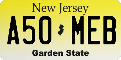 NJ license plate A50MEB