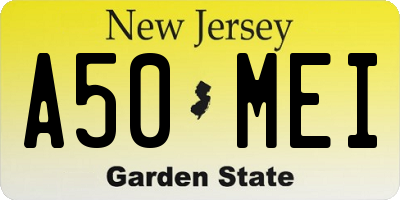 NJ license plate A50MEI