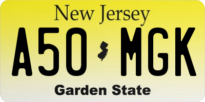 NJ license plate A50MGK