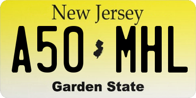 NJ license plate A50MHL