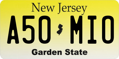 NJ license plate A50MIO