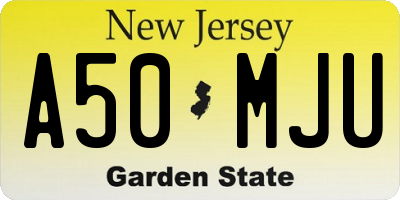 NJ license plate A50MJU