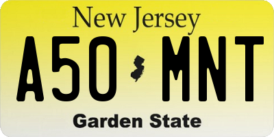 NJ license plate A50MNT