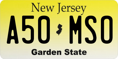NJ license plate A50MSO