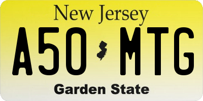 NJ license plate A50MTG