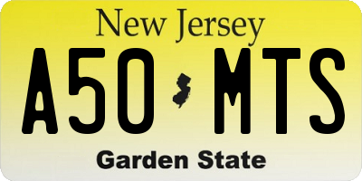 NJ license plate A50MTS