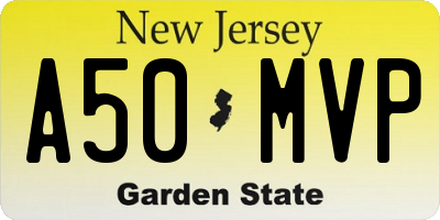 NJ license plate A50MVP