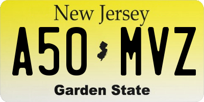 NJ license plate A50MVZ