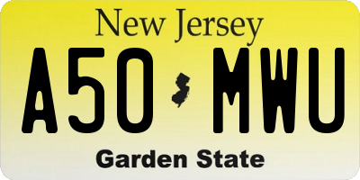 NJ license plate A50MWU
