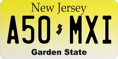 NJ license plate A50MXI
