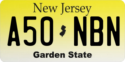 NJ license plate A50NBN