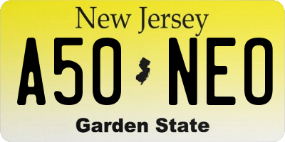 NJ license plate A50NEO