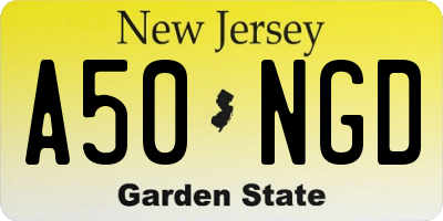 NJ license plate A50NGD