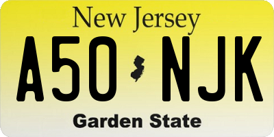 NJ license plate A50NJK