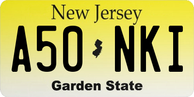 NJ license plate A50NKI