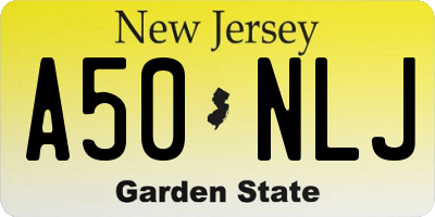 NJ license plate A50NLJ