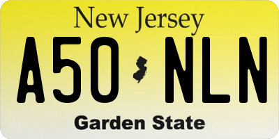 NJ license plate A50NLN
