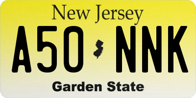 NJ license plate A50NNK