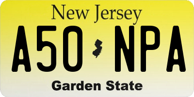 NJ license plate A50NPA