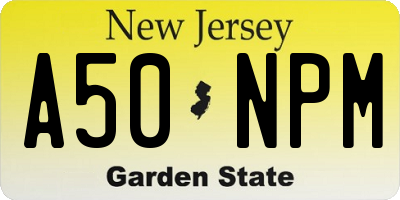NJ license plate A50NPM