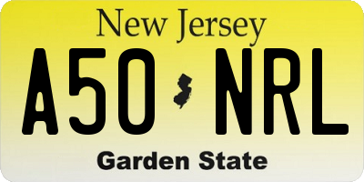 NJ license plate A50NRL