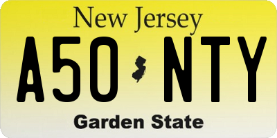 NJ license plate A50NTY