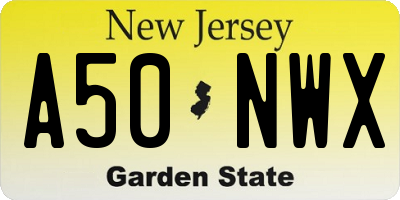 NJ license plate A50NWX