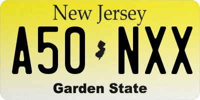 NJ license plate A50NXX