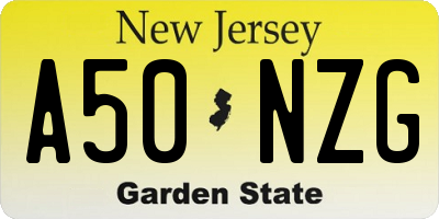 NJ license plate A50NZG