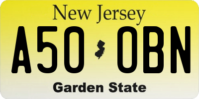 NJ license plate A50OBN