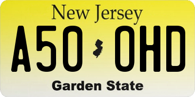 NJ license plate A50OHD