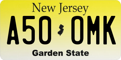 NJ license plate A50OMK