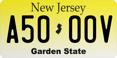 NJ license plate A50OOV