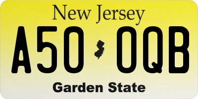 NJ license plate A50OQB