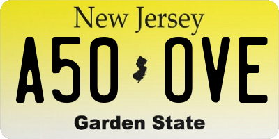 NJ license plate A50OVE